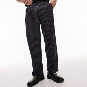 Topman Stripe Navy Trousers